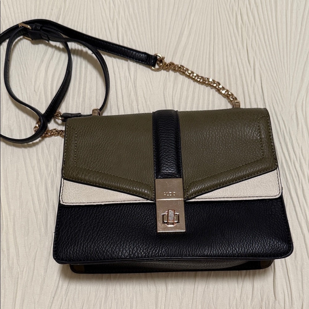 Aldo Olive, Cream, and Black Crossbody Bag